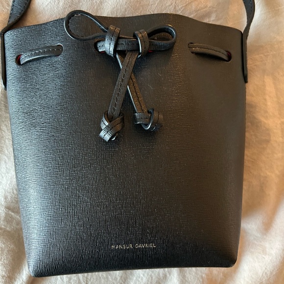 Mansur Gavriel Mini Mini Bucket Bag in Black/Flammable/Saffiano - Picture 4 of 8